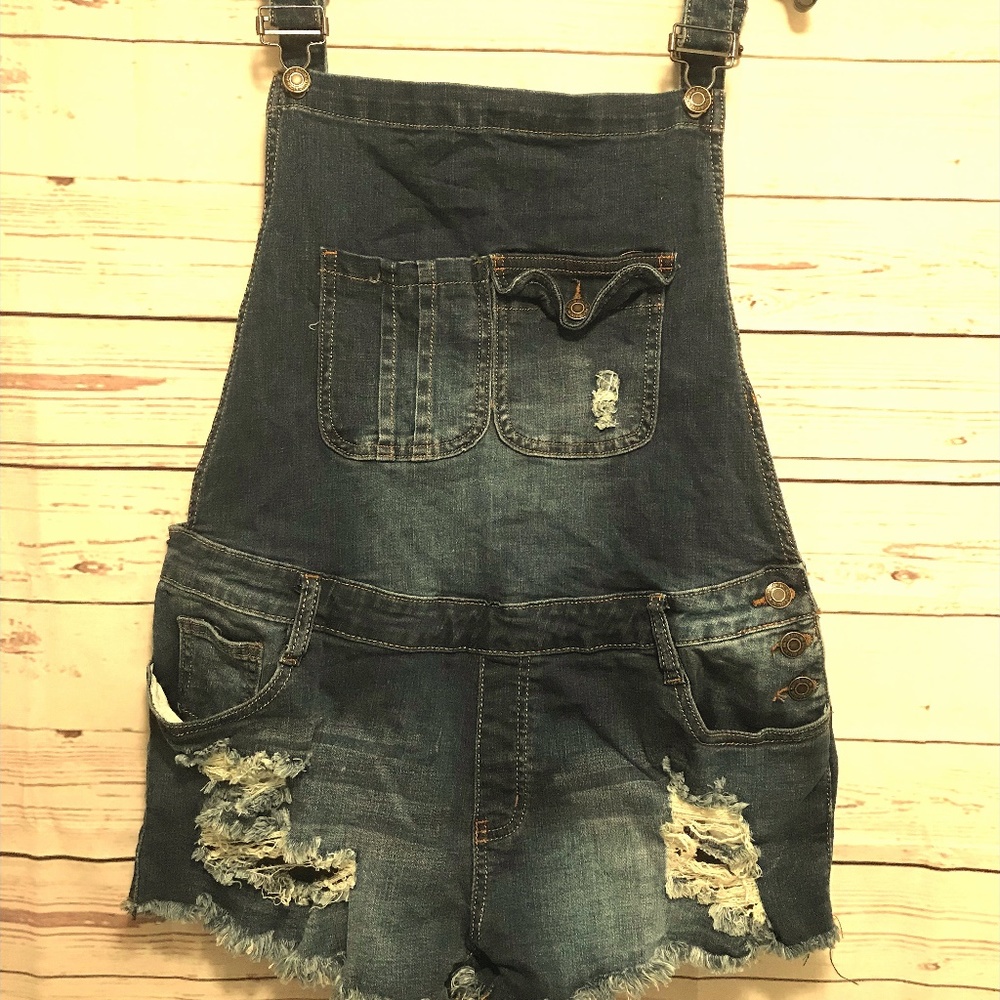 Machine Denim Short Overalls